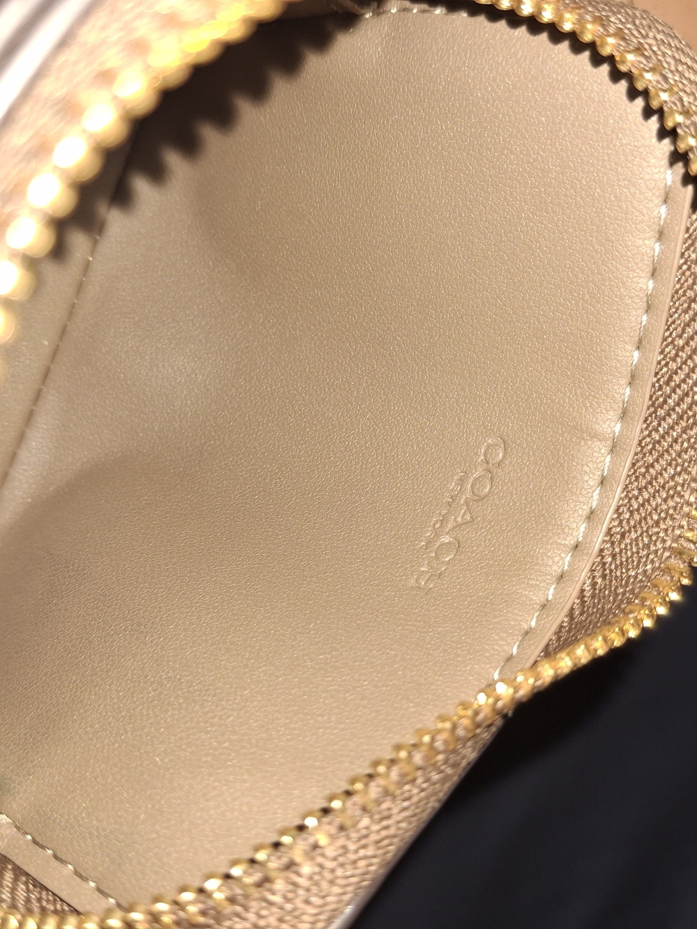 Coach Pebbled Leather Card Case with Chain - Brown/Gold - Picture 3 of 8